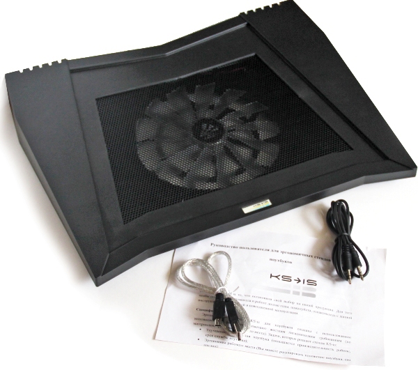 Охлаждающая подставка для ноутбука с USB 2.0 хабом, аудио 2.0 KS-is Bifser (KS-062)
